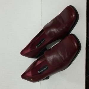 ETIENNE AIGNER Women’s Burgandy Leather Loafers 2" Heel Size 9